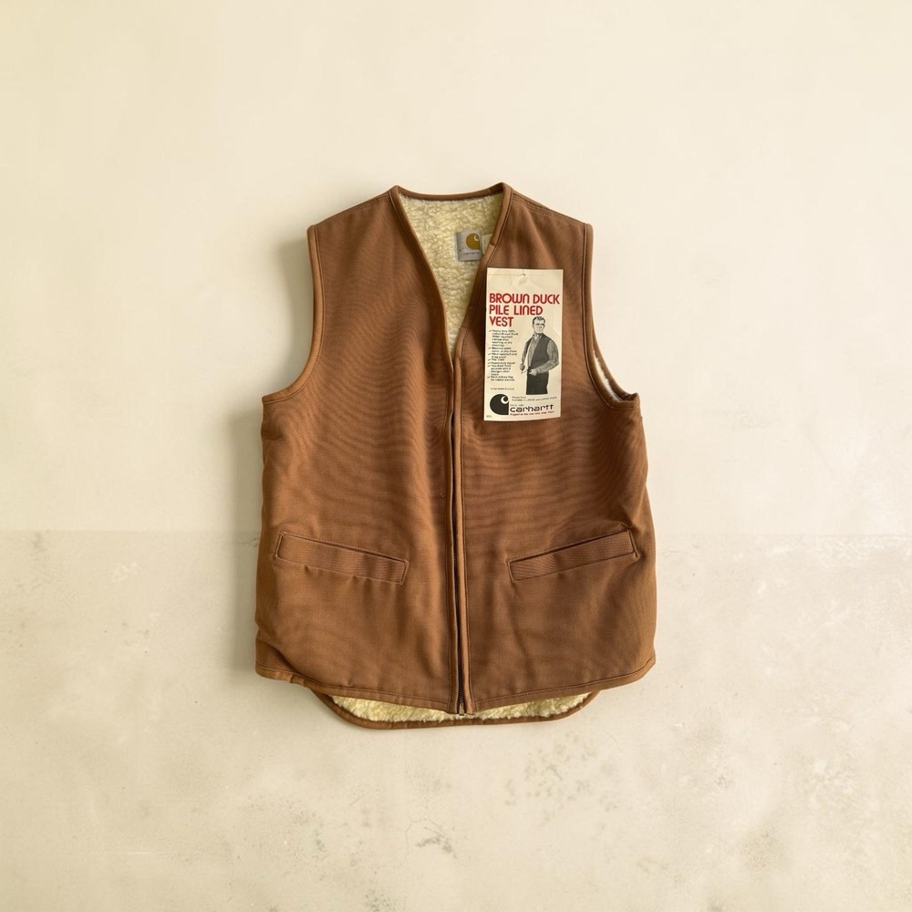 Deadstock 80s Carhartt Pile Lined Vest Men's Medium Tall USA Made true vintage